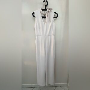 Calvin Klein White Wide Leg Jumpsuit Bow Neck Sleeveless Size 4